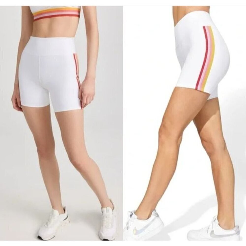 EleVen by Venus Williams NEW Candy Dreams Biker White Foil Women Lrg Activewear